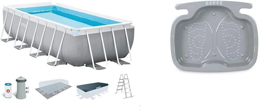 Intex kit Piscine Prism Frame rectangulaire Angulaire Tubulaire 29080, 4,88 x, 2,44 x, 1,07m &, Pediluve Coloris aléatoire