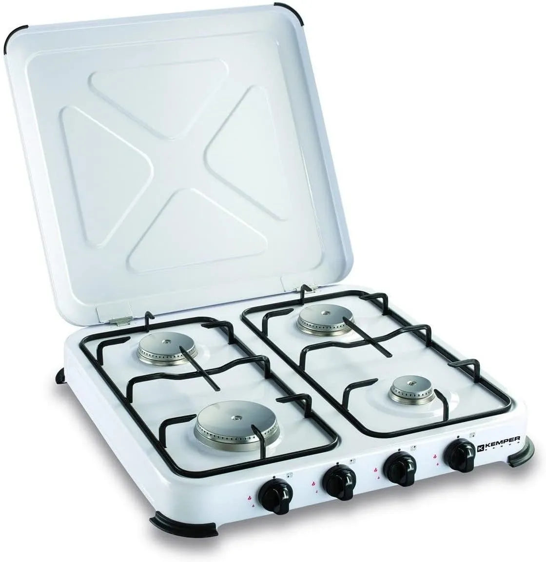Plaque de cuisson KEMPER, puissance 4650 W, de cuisson gaz portable 4 feux, finition blanche laqué