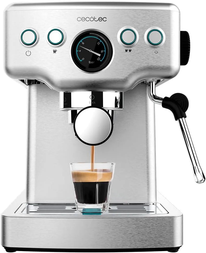 Cecotec cafetière, Express Barista Power Espresso 20 Barista Mini. 1465 W, Capacité de 1,8 L, 20 Bars, Manomètre et Thermobloc