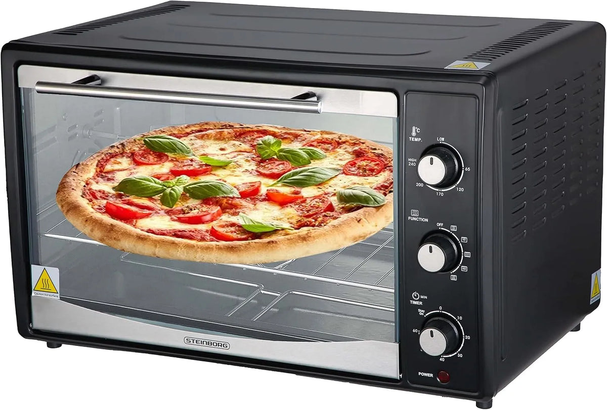 Four, Mini 45 l avec chaleur tournante, puissance 1800 W, Tournebroche électrique, à pizza, Éclairage intérieur