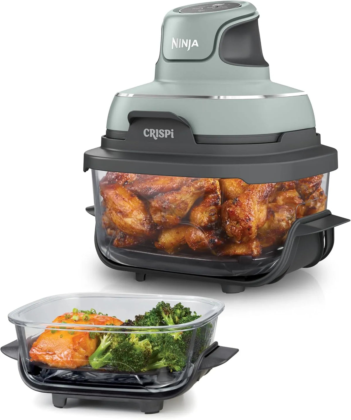 Ninja modèle FN101EUSG, 1 700 W, capacité 3,8L, 4-en-1: Frire sans huile, 2 récipients avec couvercles, CRISPi Friteuse sans huile portable, Rôtir