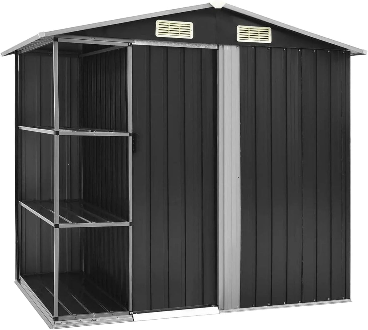 Abri de jardin, housse de bac, avec étagères anthracite 205 x 130 x 183 cm fer, hangar de jardin, ferme et cour porte-outils, outils de maison