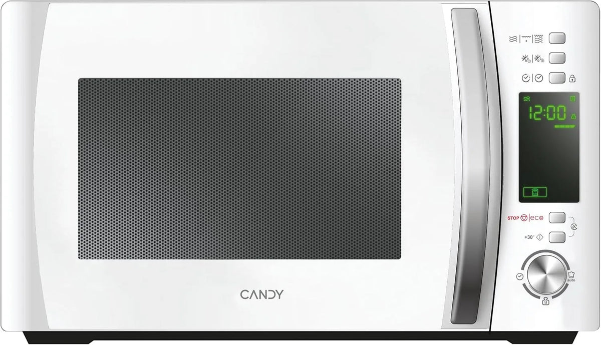 Candy four à micro-ondes CMXG20DW automatiques+5, capacité 20L, Grill, Décongelation auto, finition blanche, Puissant 700W + Gril 1000W