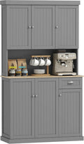 Armoire Homcom, tiroir, de cuisine moderne de 180 cm avec 6 portes, comptoir de four à micro-ondes, finition grise