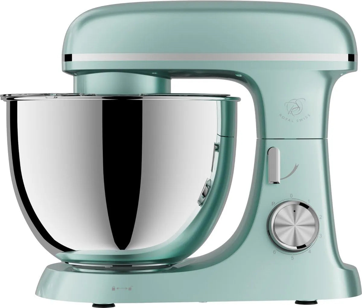 Robot pâtissier Royal Swiss, puissance 2000W, capacité 8.5L, 10 niveaux de vitesse + Fonction Pulse, Couleur Menthe Élégante
