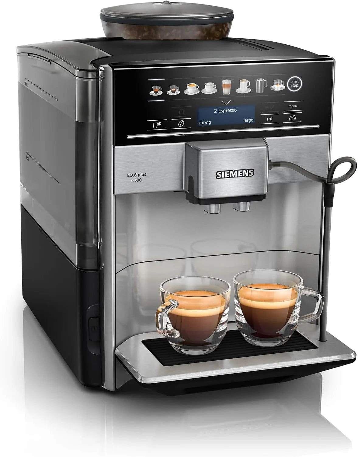 Siemens machine à café EQ6 s500 TE655203RW, 12 boissons, plus, automatique, broyeur en céramique, large écran tactile