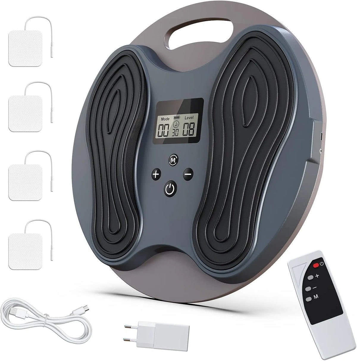 Circulation Jambes & Pieds Stimulateur de, avec 4 Électrodes, Masseur Électrique des Pieds EMS + TENS, Soulagement Fasciite Plantaire, Neuropathie