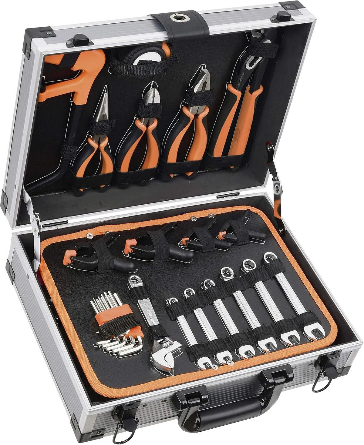À outils 107 pièces BOXER Mallette, Valise aluminium avec cliquet 3/8', embouts, pinces et tournevis