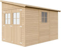 Abri de jardin H243x216x318 cm/6 M339, 6 m2, Hangar en Bois Naturel, Stockage extérieur avec fenêtres- cm, Atelier Rangement Outils et vélos- TIMBELA