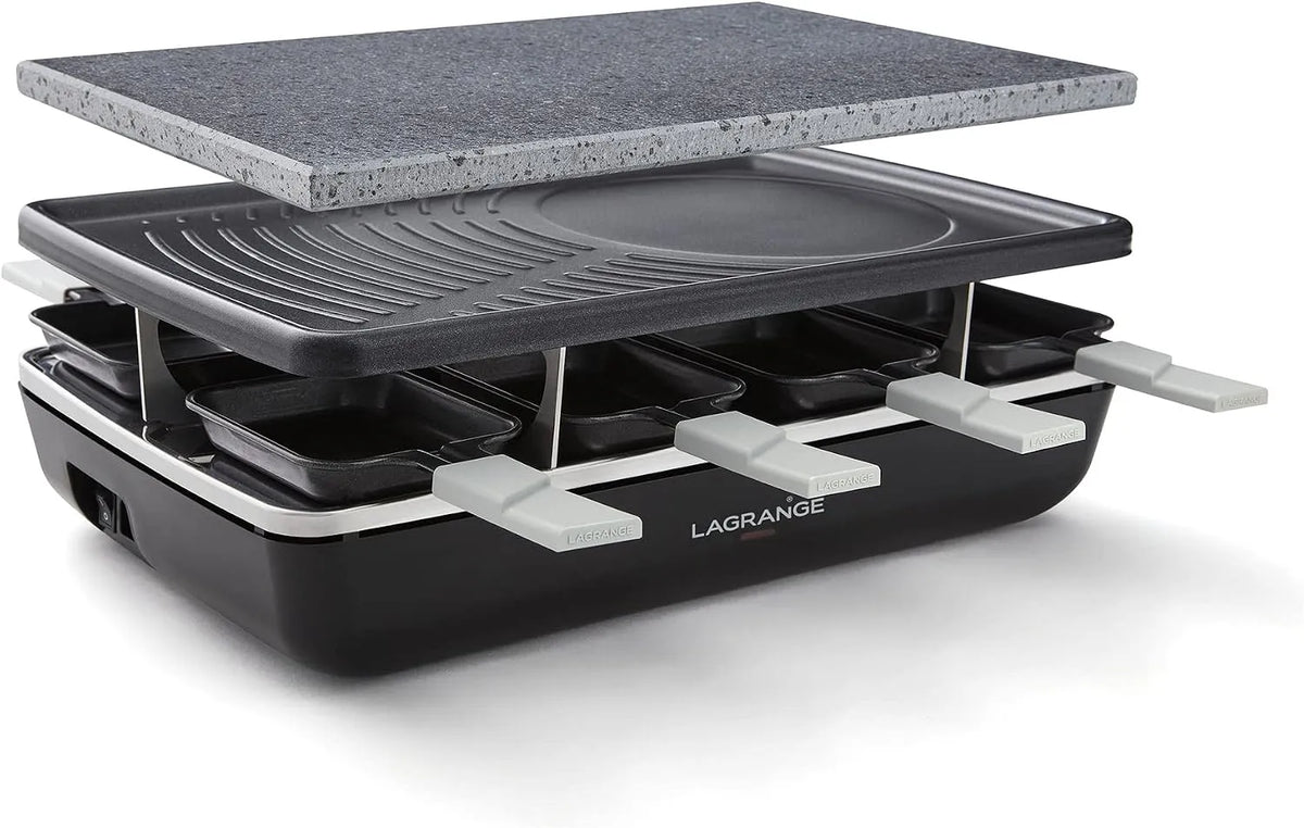 179601 LAGRANGE, puissance 1200 W, 8 personnes, Raclette Element Grill + Pierre de cuisson, Multifonctions, Fabrication française