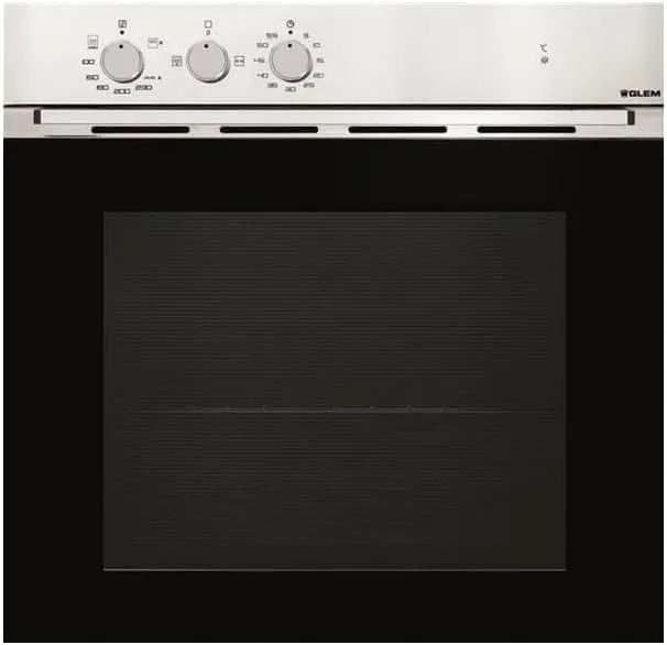Four GFMG51IX, 2 vitres, traditionnel Convection naturelle, Inox, Porte classique, capacité 62 litres, encastrable émail lisse Glem