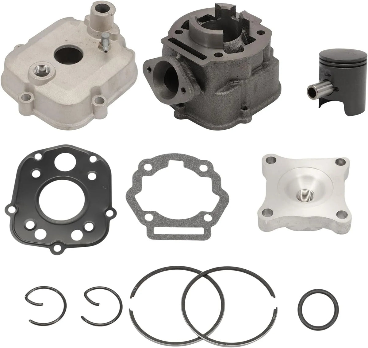 D50B0 EURO3 EURO4 Kit Cylindre, 50 Fonte pour Derbi Euro 3 et 4 Culasse Piston Bi-segments Type Origine tous modèles DRD Senda SM Bultaco GPR E3 E4