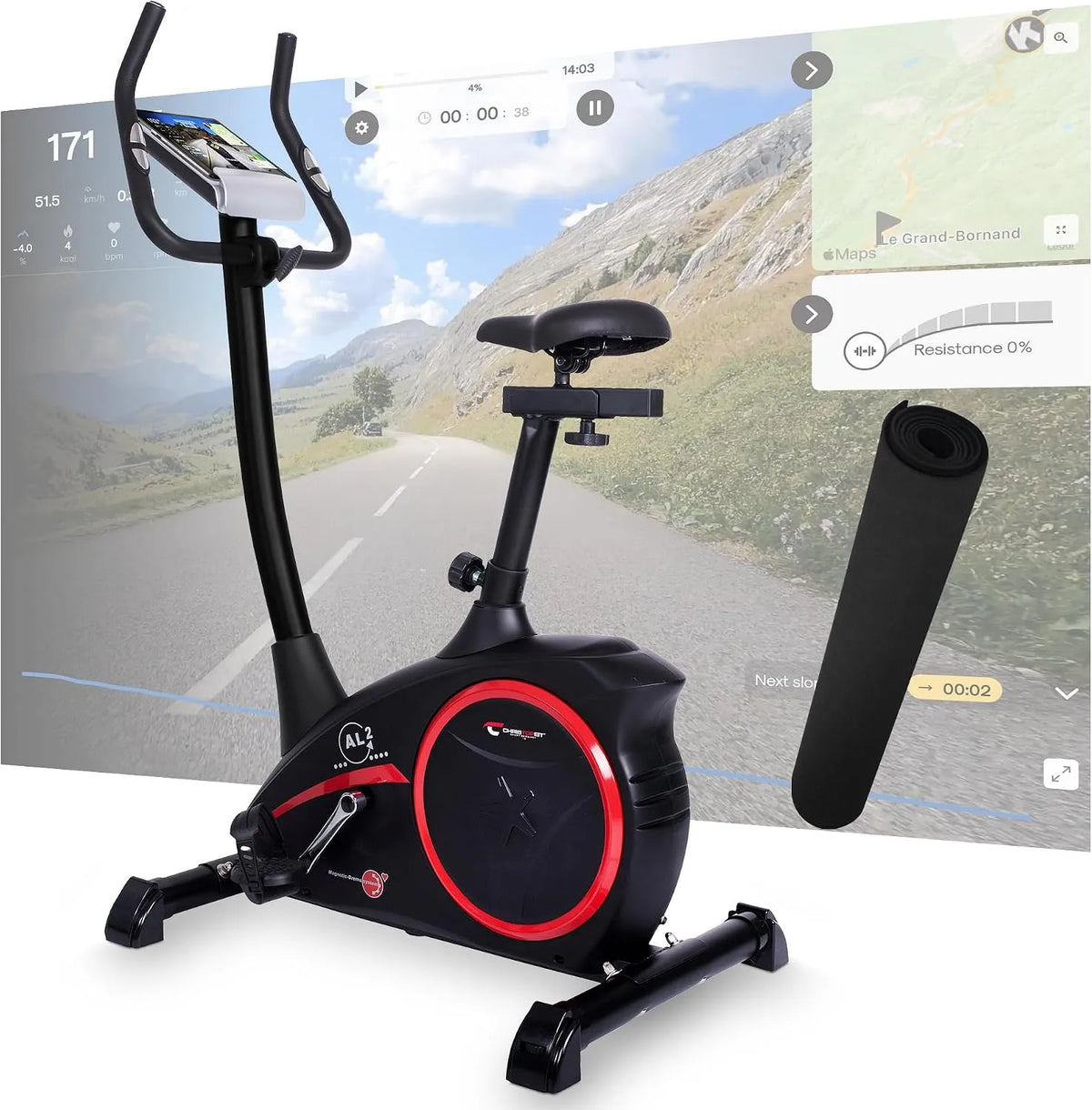 Vélo, jusqu'à 150 kg, 24 niveaux de résistance, ordinateur doux au toucher, tapis de, Christopeit AL 2 S d'appartement numérique, silencieux