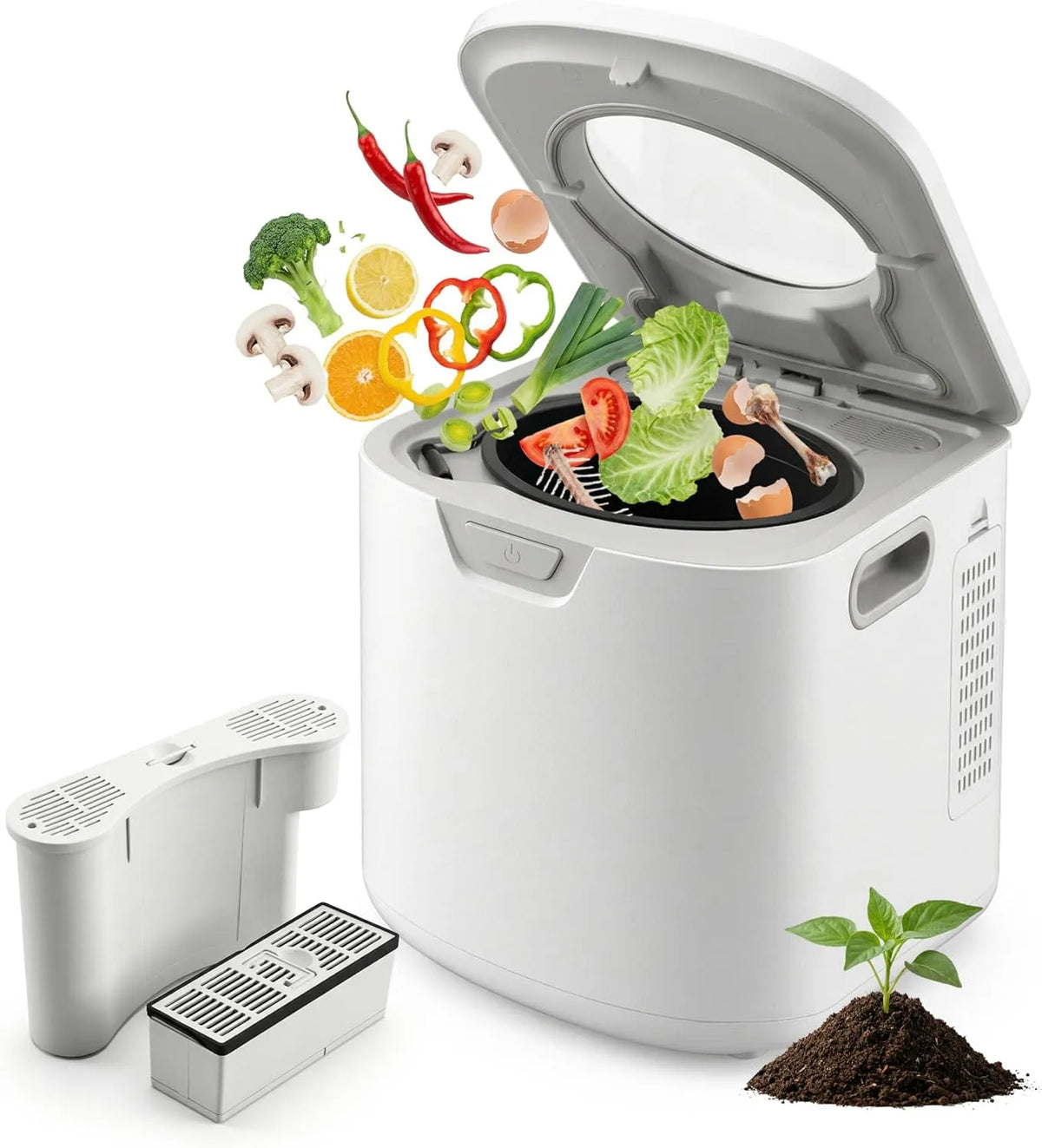 Électrique de Cuisine NutriChef composteur, électrique de Cuisine 3,8 L, 3 Modes automatiques, Usage intérieur, finition blanche