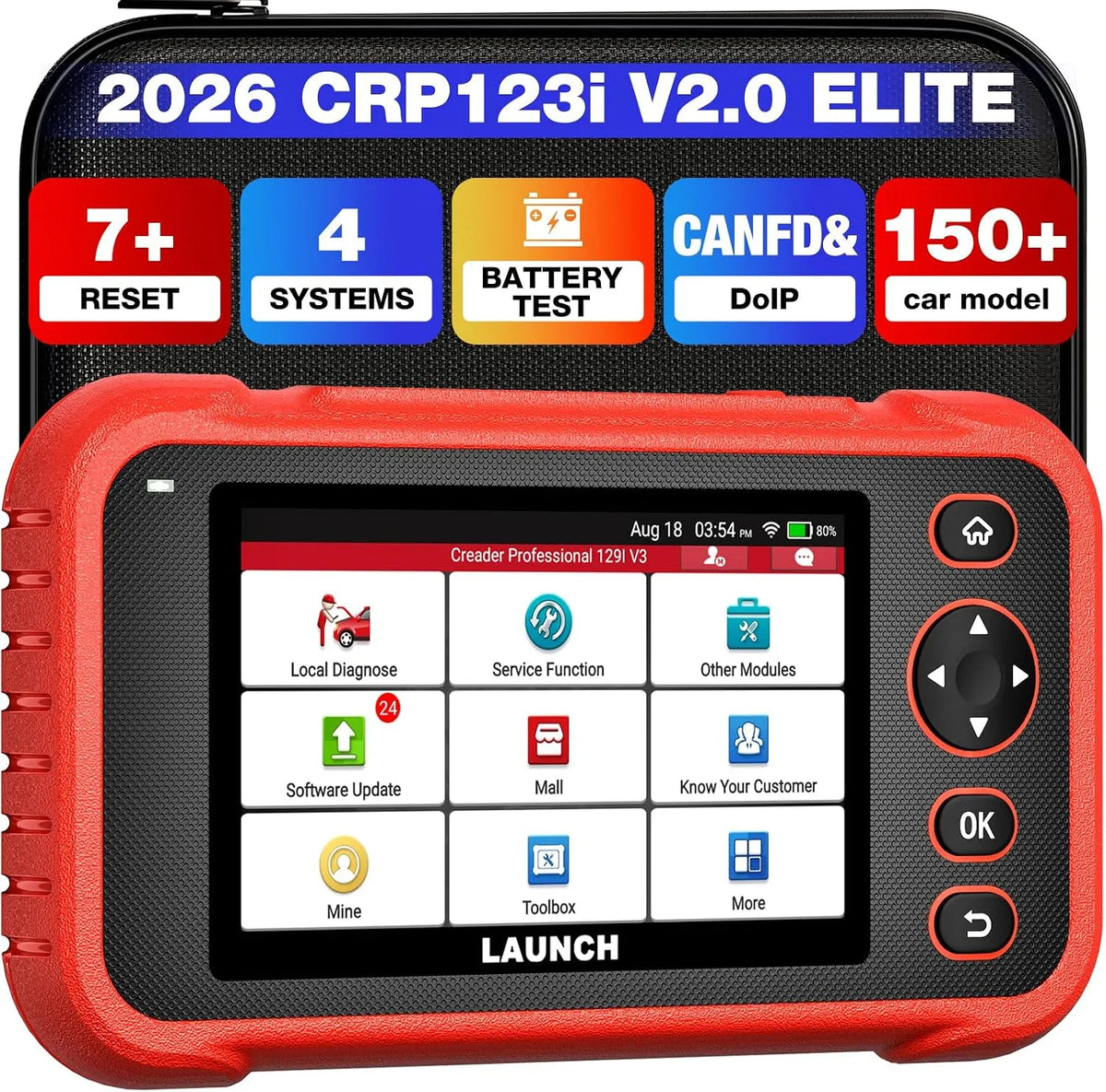Auto Voiture Multimarque LAUNCH Élite modèle CRP123i V2.0 Valise Diagnostic, AT 4 Système,7 Remise à zéro, ENG, ABS, SRS, Huile, SAS, Frein, BMS