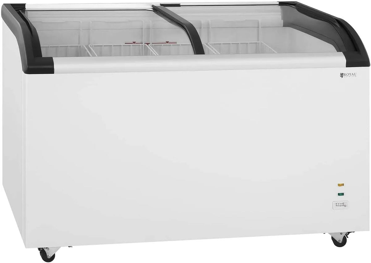 Congélateur RCFZ-355 Royal Catering, C Bahut Professionnel, 355 L, 4 Corbeilles, 18 À -25°C, 2 clés, Acier, Alu, Portes Coulissantes, Verrou