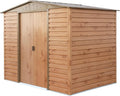 Abri de jardin, Duramax Alpine 8 x 6, 4,79 m², Acier galvanisé à Chaud, Grain de Bois, en métal avec Base, Structure de Toit renforcé