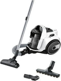 Bosch aspirateur BGS05A322, 78 dB, Rayon d'action 9 m, finition blanche, Capacité bac 1,5 L, puissance 700 W, Traineau sans Sac