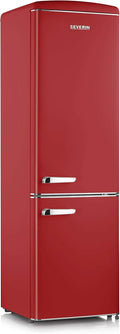 Severin réfrigérateur RKG 8917, Longueur 55 cm, capacité 244 L, Congélateur combiné, Pose libre, classe énergétique D, Combiné design Rétro, Rouge