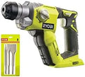 Ryobi Pack Marteau perforateur 18V One+ sans batterie ni chargeur R18SDS-0 RAKSPC03, Kit 3 burins SDS+ RIOBY 1 pointe, 1 plat, 1 bêche
