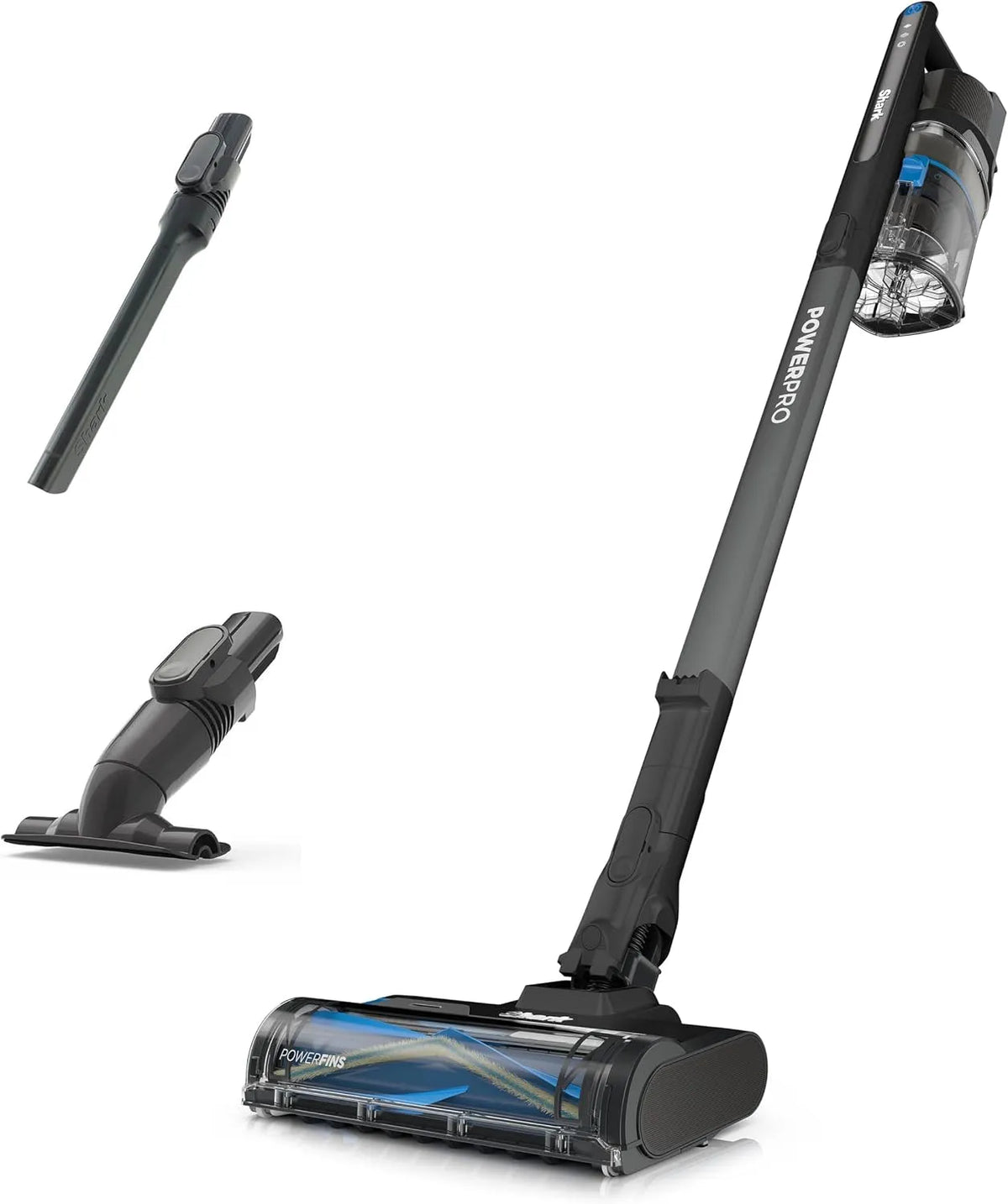 Shark aspirateur balai IZ370EU, Autonomie 50 Min, PowerPro sans Fil, Léger, Mode portatif, Technologie FloorDetect, Anti-emmêlement, Bleu métallisé