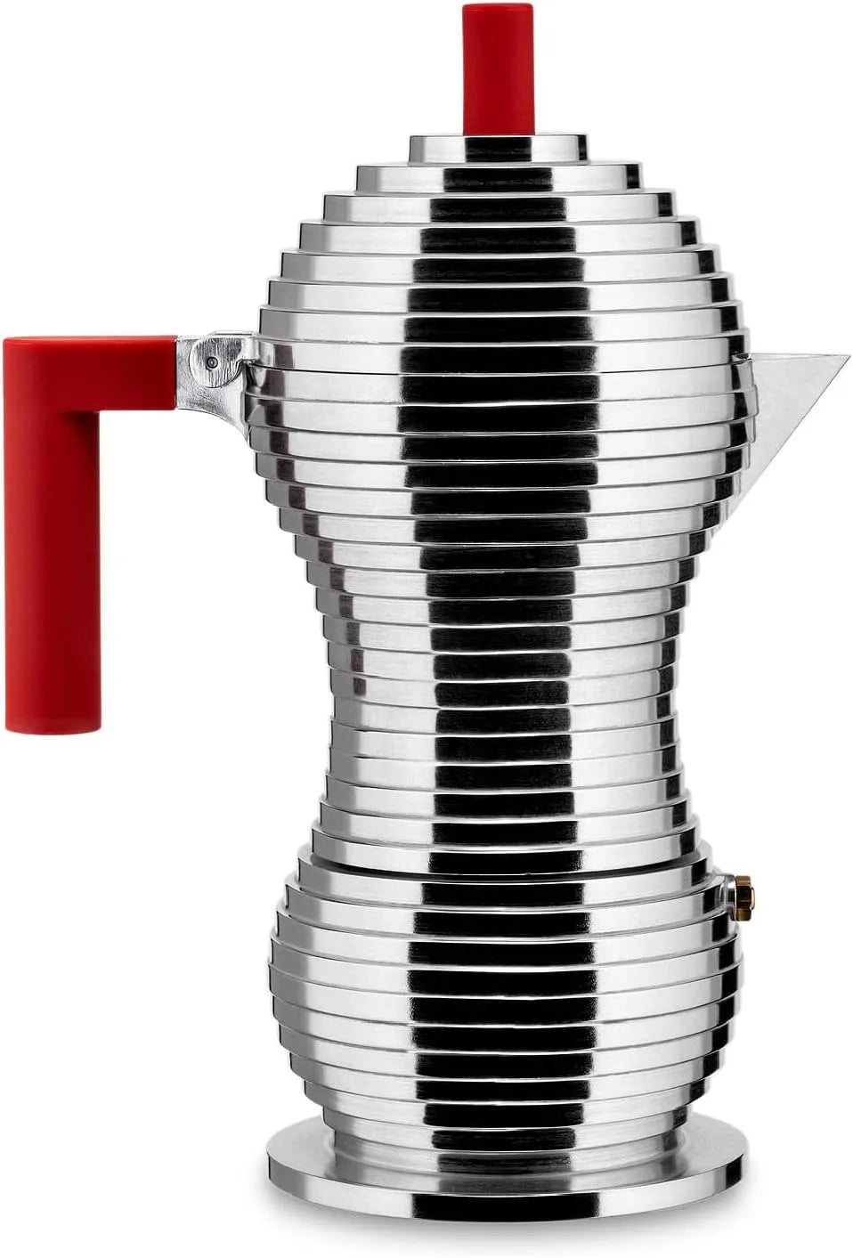 Modèle MDL02/6RFM Alessi, 6 Tasses, Cafetiére Espresso pour Induction de Design en Fonte d'Aluminiumn et PA, Pulcina, Rouge