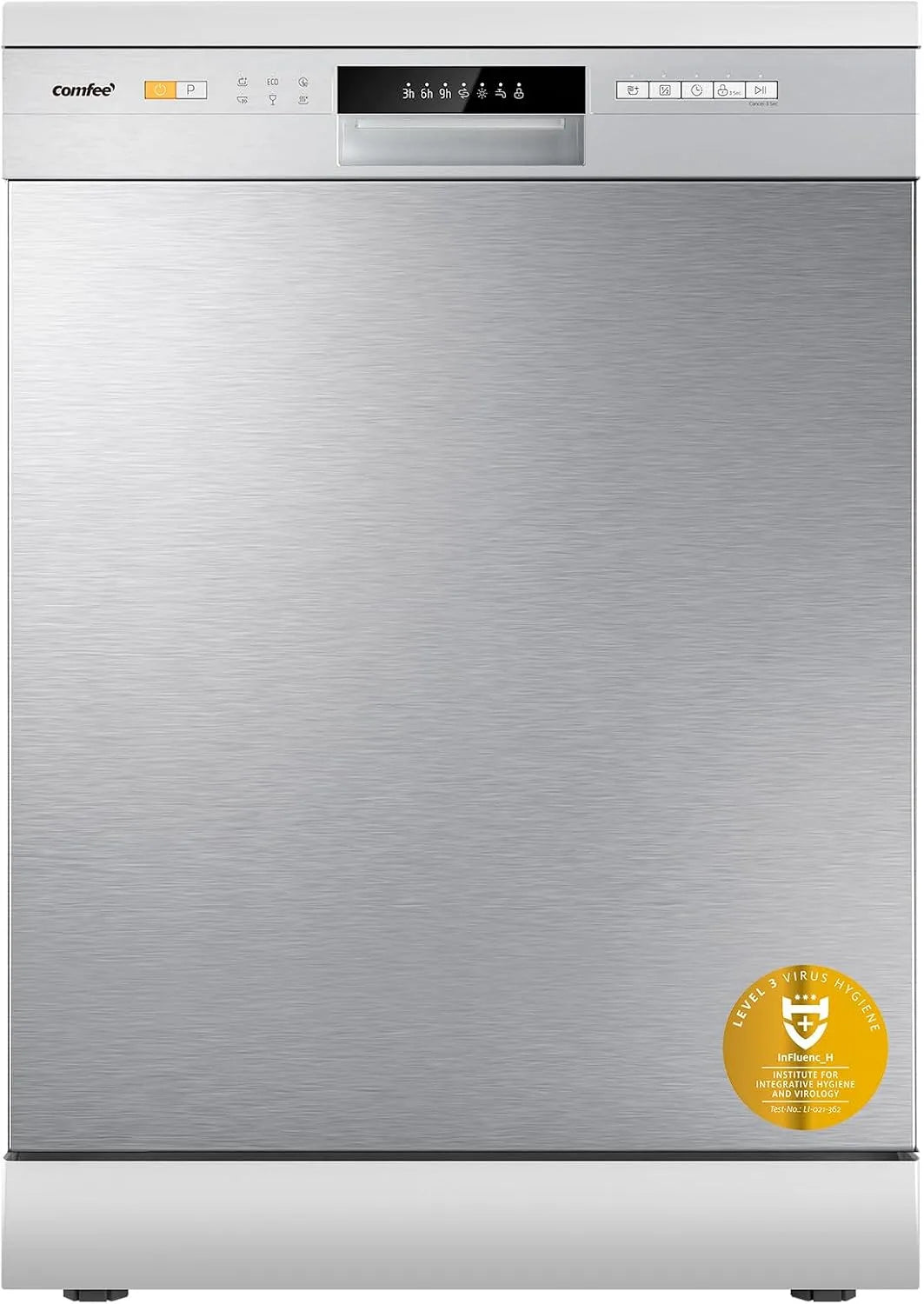 Comfee lave-vaisselle CDWPF1201PS, 49 dB, ' Pose Libre, départ différé, Acier Inoxydable, largeur 60 cm, 12 couverts, fonction demi-charge