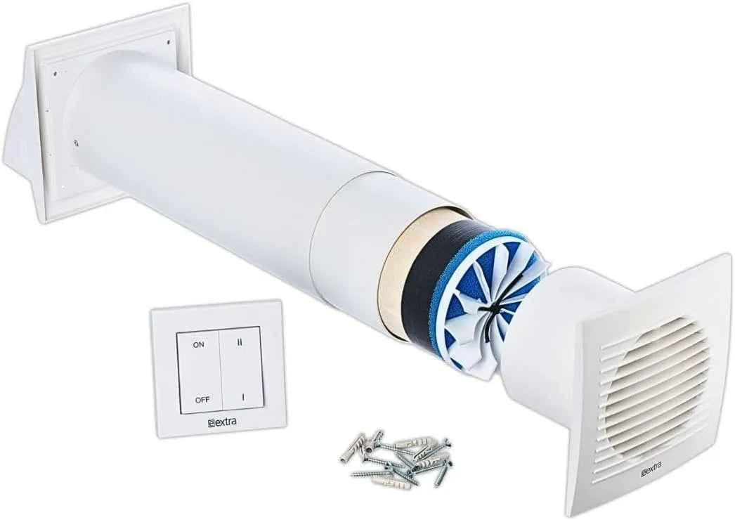 Ø VMC Double Flux Complet avec Interrupteur, Récupérateur de Chaleur, Ventilation Extracteur dAir Repartiteur de Chaleur, Axial