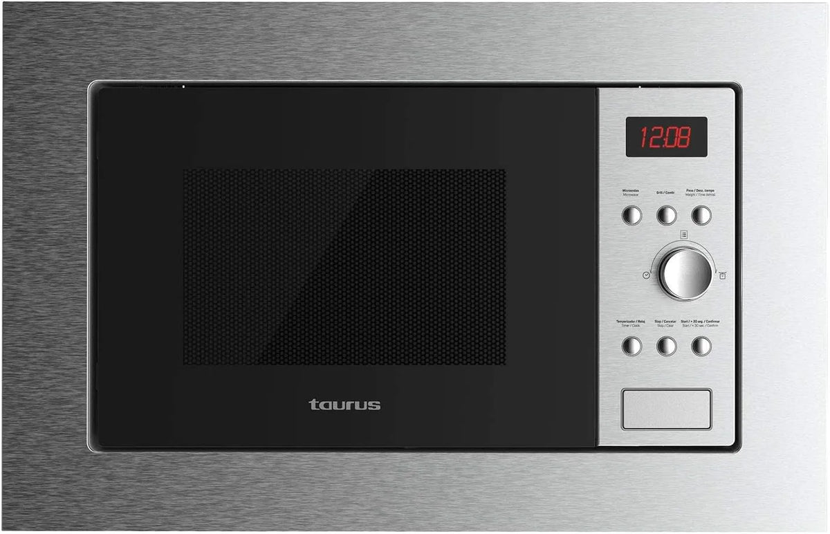 Four à micro-ondes MO20IXD Taurus, numérique encastrable 20 L, Capacité 800 W Grill 1000 W 5 niveaux de