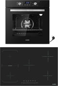 Cuisinière Kit de, Plaque à induction de 59 cm, Fonction maintien au chaud, Air chaud, finition argentée, Four encastrable de 60 cm, autonome