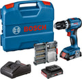 Bosch perceuse 18V-45 18V-20, avec 2 batteries 2,0 Ah, accessoires, GAL, L-Case, Set Amazon Exclusive