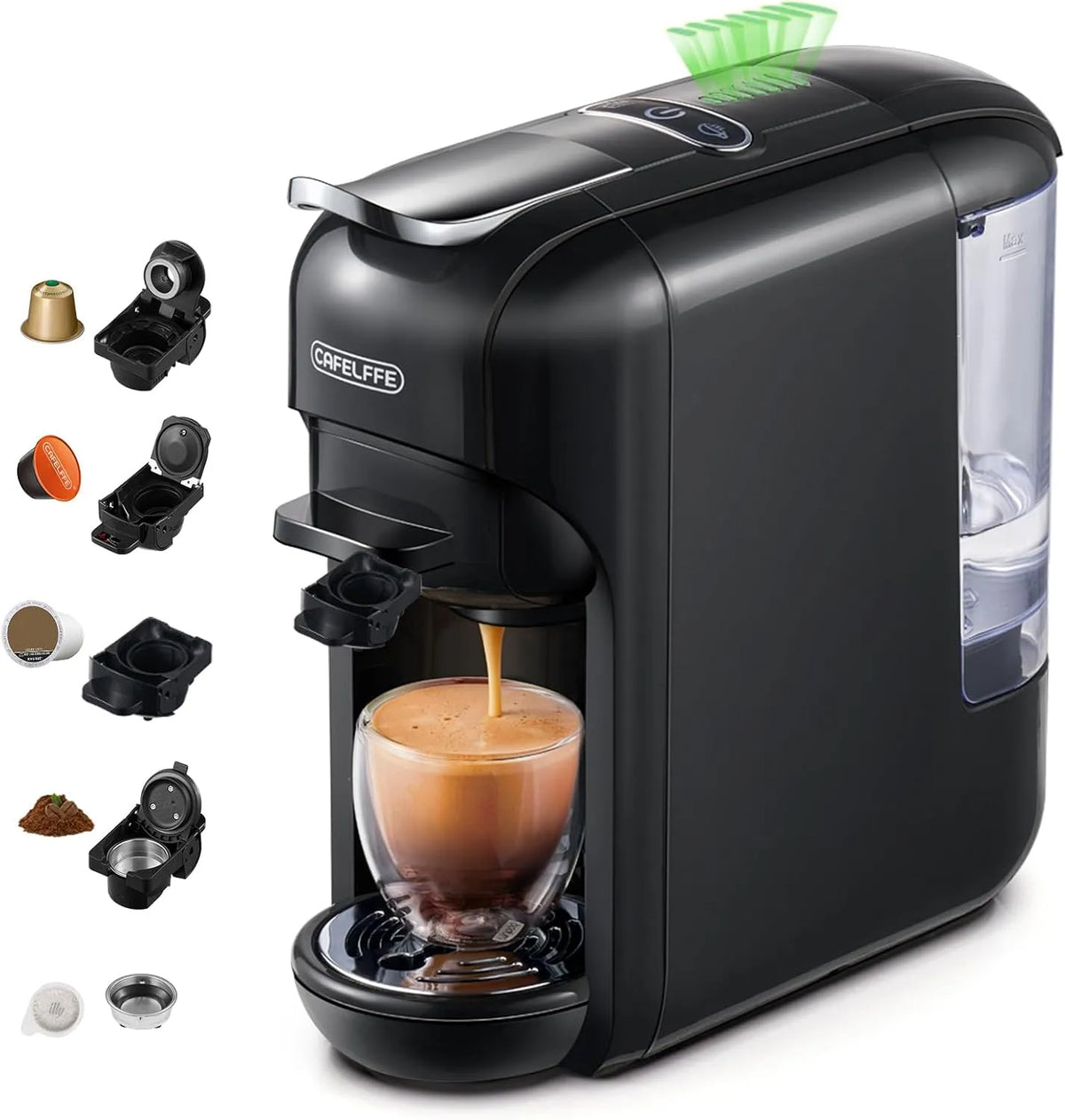 Cafetière MK-606 Cafelffe, 44 mm ESE et le café moulu, machine à expresso chaud, compatible avec les capsules K-Cup, DG, 7 niveaux d'eau, froid