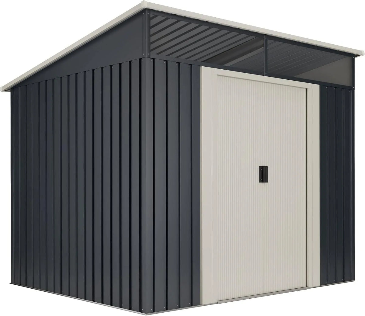 Abri de jardin 6m2, Métal 4 Stark avec fenêtre, dimensions 194x239x203cm, Porte coulissante Double, Toit Plat, Cabane extérieur