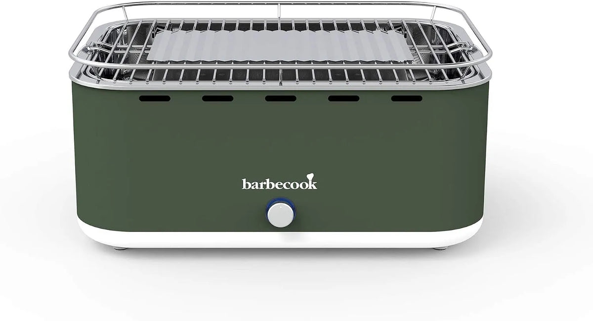 Barbecue Barbecook Carlo, de table au charbon, Army Green 44x33x21cm, grille camping