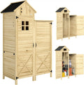 Armoire de jardin Outsunny, Rangement Outils Jardin avec Fenêtre pour Terrasse et Cour, en Bois avec Toit en Asphalte, Naturel
