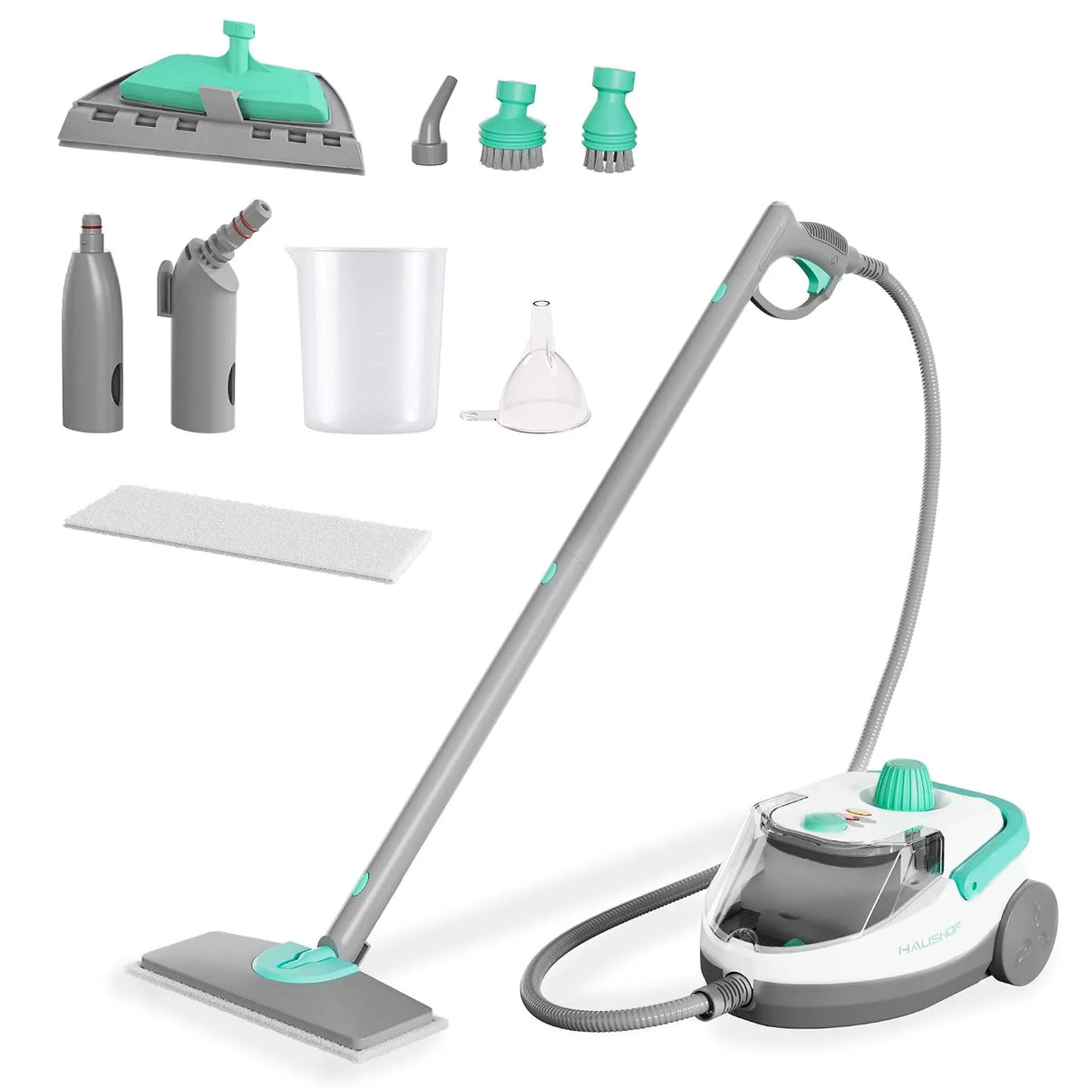 Vapeur HAUSHOF Nettoyeur, Vapeur 1800W, Pression Vapeur 4,0 Bar, Réservoir 1,5L, Temps de Chauffe 8 Min, Vapeur Continue Jusqu'à 30 Min, pour Sol