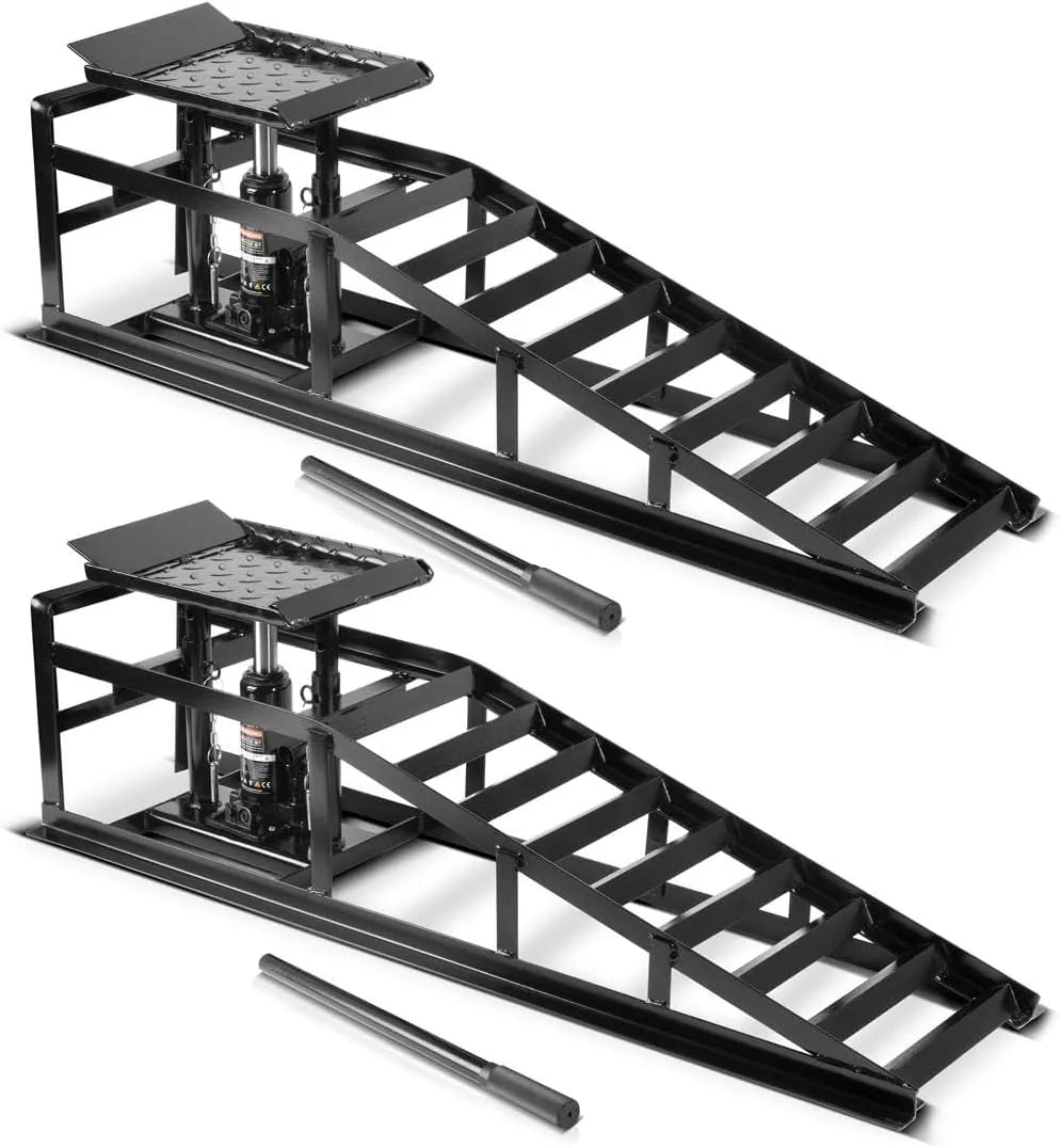 Modèle GTH-14 STAHLWERK ST GTH 14 ST, Lot de 2 rampes d'accès hydrauliques, Charge maximale de 5 tonnes, Avec cric