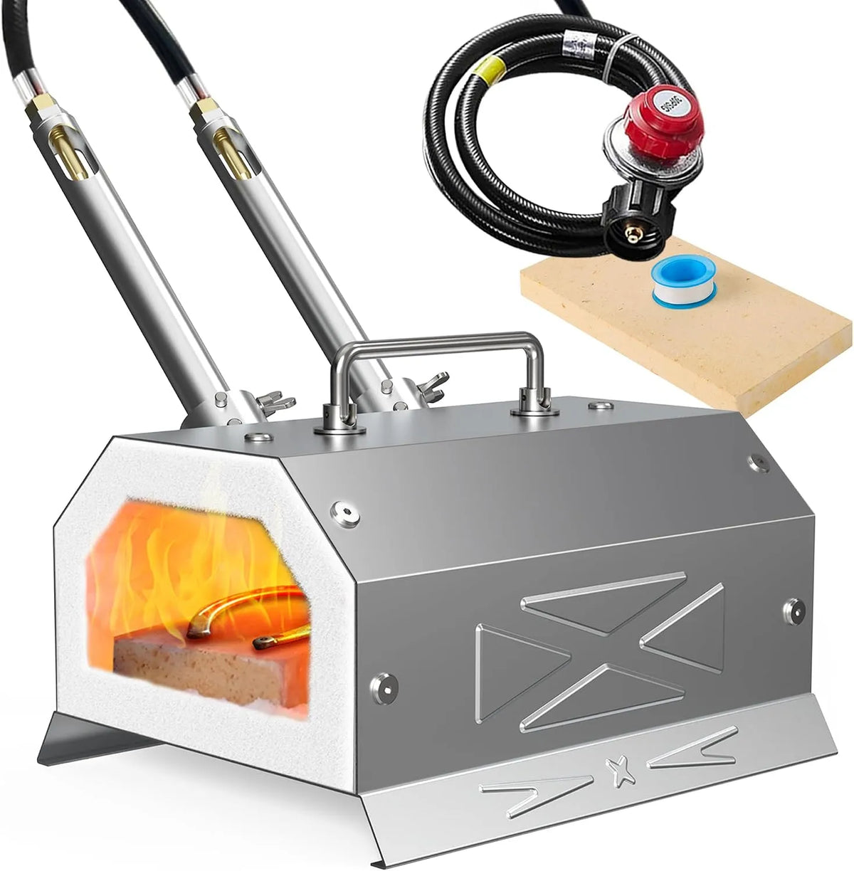 Nelyrho Kit, de forge de forge au propane avec requlateur de 30 PSl, 2 brûleurs, en acier inoxydable, pour la forge et la fabrication de couteaux