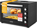 Four, Mini avec plaques de cuisson 60L 3200 W, à pizza jusqu'à 230°C et 6 modes de chauffage, TZS First Austria