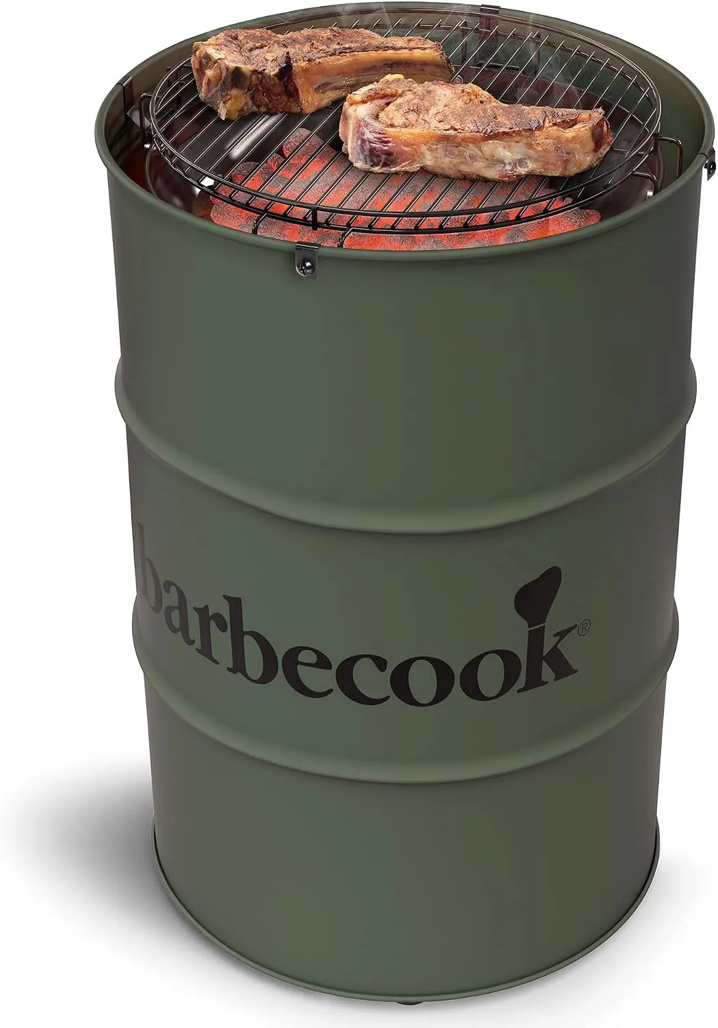 Barbecue Barbecook, au Charbon de Bois Edson, dimensions 60x60x90cm, tonneau, Army Green