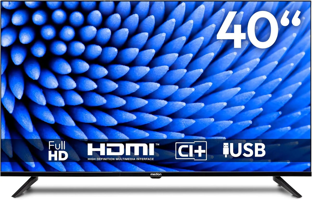 Téléviseur MEDION 100 DVB-T2 DVB-S2, 40 Pouces, MD840000, USB, Lecteur multimédia, CI+, largeur 3 cm, récepteur Triple Tuner DVB-C, 2 x HDMI, Full HD