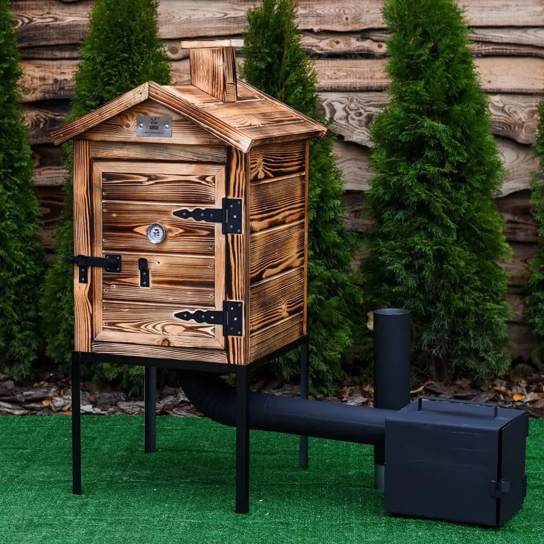 Fumoir 60PRO ADGO, Four à fumer, largeur 60cm, à bois en épicéa, modulaire, traditionnel de jardin, chambre de combustion, portable, imprégné