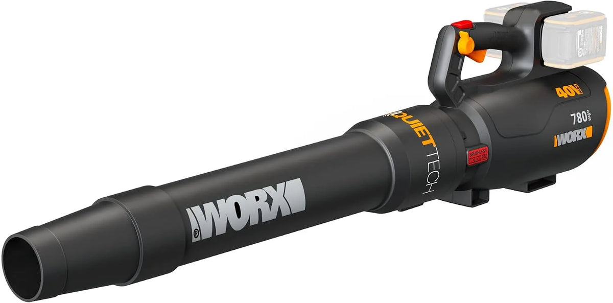 Worx souffleur de feuilles WG582.9, électrique sans fil avec 780 CFM et 290 km/h, de pelouse sans balais avec puissance semblable au gaz et 57 dB