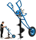 Essence Tarière à, puissance 2,2 kW, embouts de perçage de 300 mm, poteaux de clôture avec réservoir de 1,3 l, 2 temps, 63 cc, monté sur roues