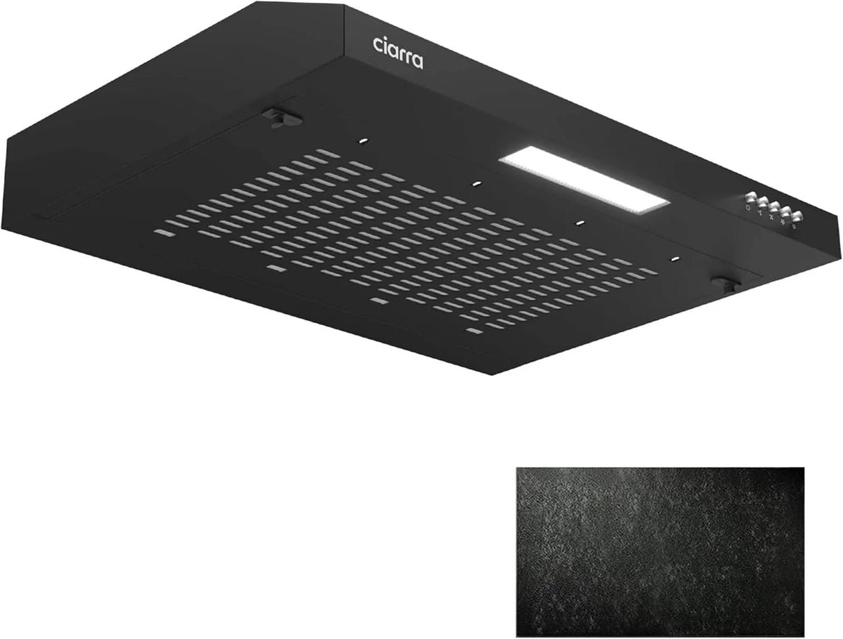 CIARRA hotte aspirante CBCB6903 CBCF001, Evacuation& Recyclage- Filtre Charbon Incluant, 60cm Encastrable, Hotte Casquette, finition noire