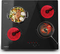 Plaque de cuisson, largeur 60 cm, 6 000 W, de cuisson électrique encastrable 4 zones, 9 niveaux de puissance, de cuisson vitrocéramique, minuterie
