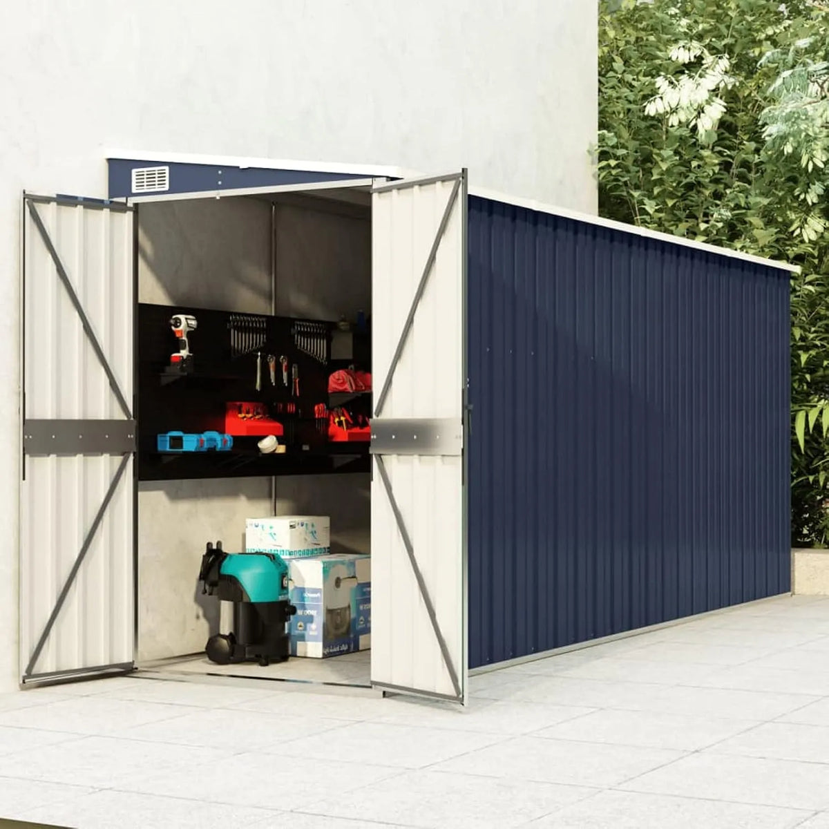 Abri de jardin, MOONAIRY Abri de Stockage Cabane à Outils Maison de Stockage Hangar de Rangement Mural Anthracite 118x382x178 cm Acier