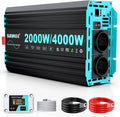 Modèle W W W/4000, Onduleur 2000 W, Convertisseur De Tension 12 V À 230 V, 2 Prises Secteur EU pour Panneaux Solaires, télécommande incluse LCD