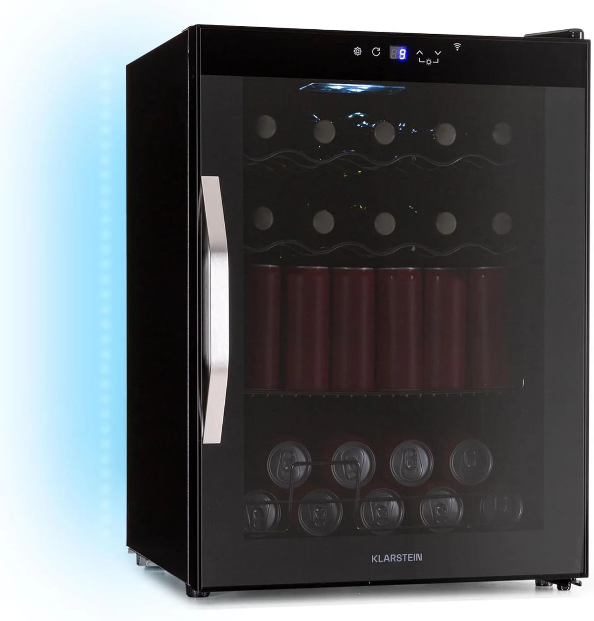 Klarstein réfrigérateur, Coachella 60 Frigo à Boissons, capacité 60L à Boissons, LED 7 Couleurs, Température 3-18°C, WiFi, façade vitré