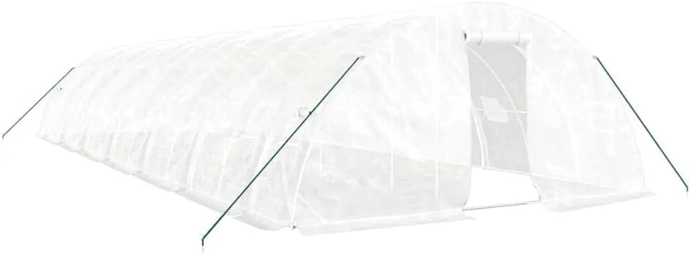 Serre de jardin, avec Cadre en Acier finition blanche 70 m² 14x5x2,3 m, Tunnel